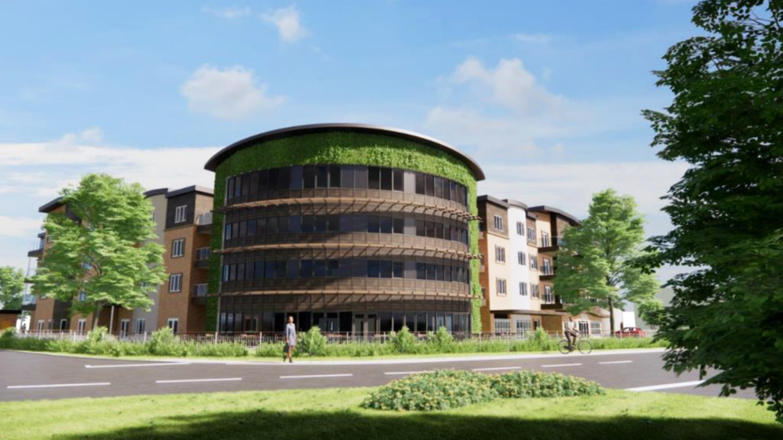 CGI Image of Broomfield House Care Home Including Roads and Landscaping