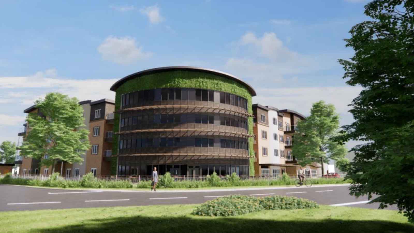 CGI Image of Broomfield House Care Home Including Roads and Landscaping