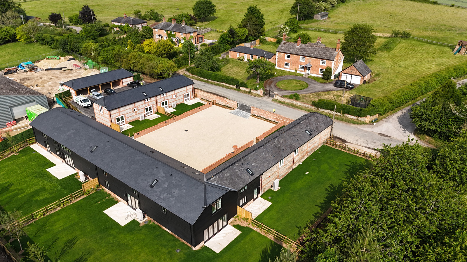 Aerial View of Egbury Development – New Build Homes, Housing, Barn Conversion