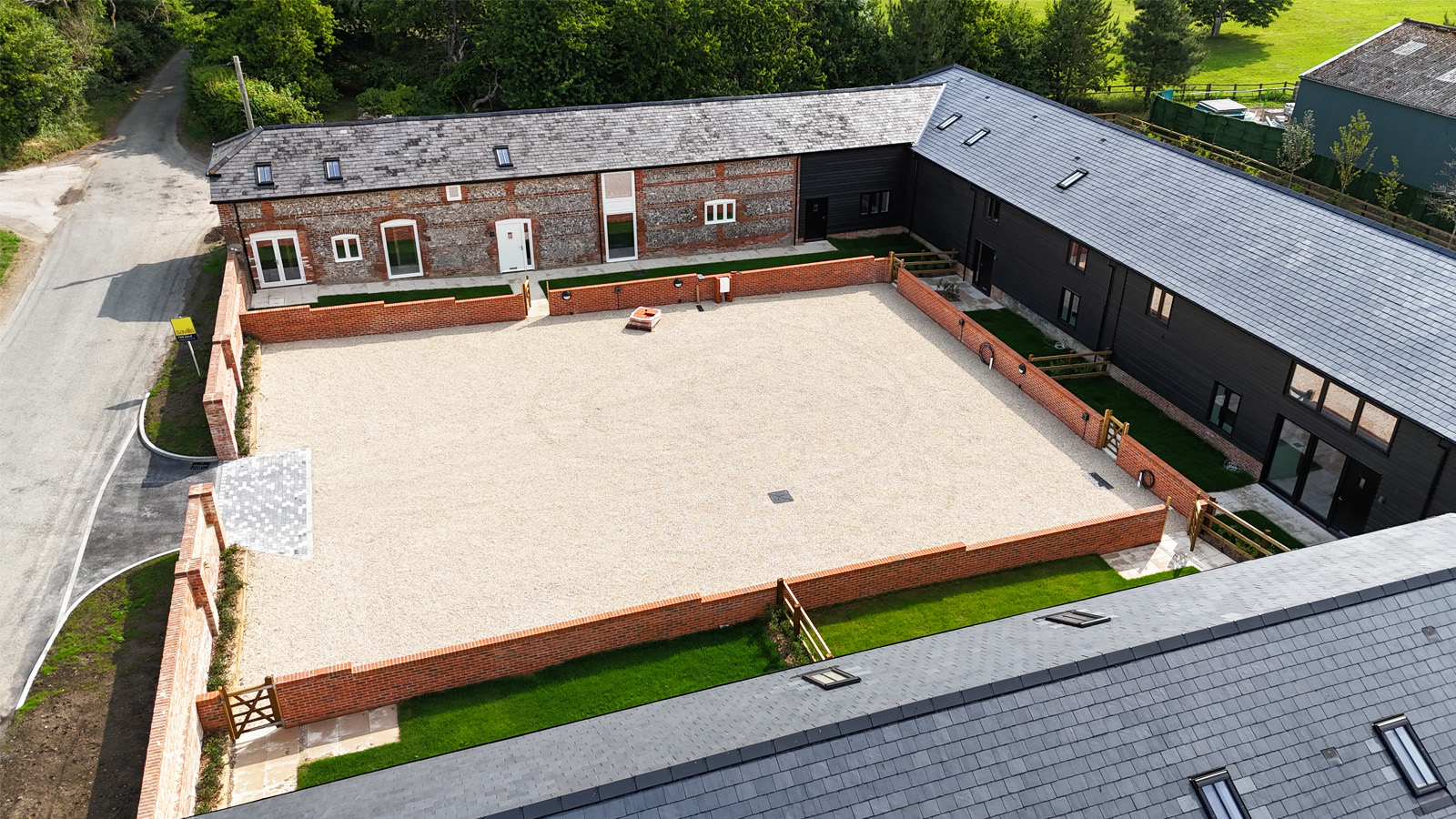 Egbury Development from above– New Build Homes, Housing, Barn Conversion